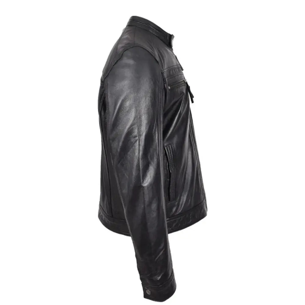 Men's Charlie Black Leather Biker Jacket