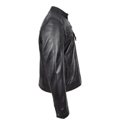 Men's Charlie Black Leather Biker Jacket