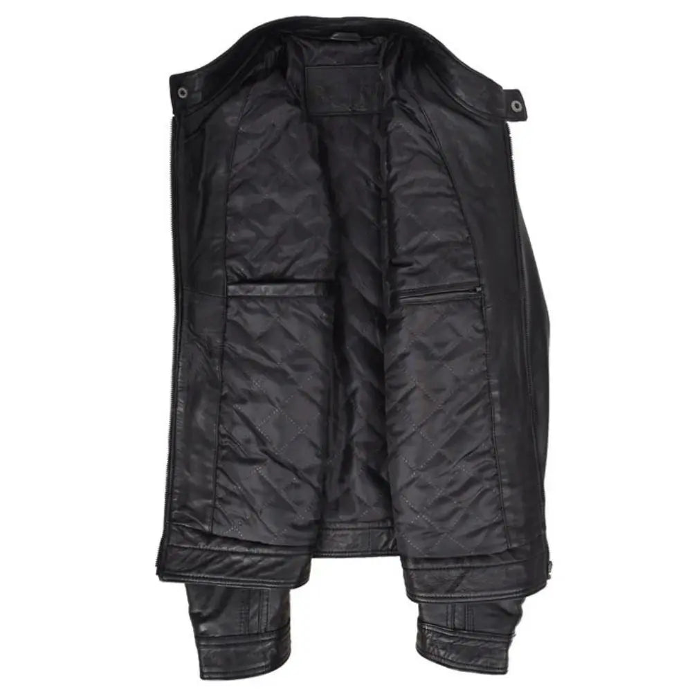 Men's Charlie Black Leather Biker Jacket