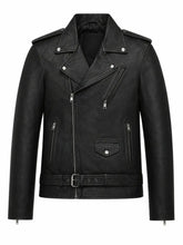 Men’s Classic Black Brando Leather Jacket Front