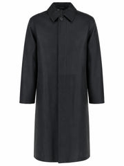 Men’s Classic Black Fabric Blend Trench Coat Front