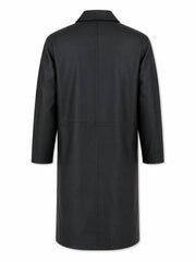 Men’s Classic Black Fabric Blend Trench Coat Back