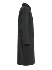 Men’s Classic Black Fabric Blend Trench Coat Right