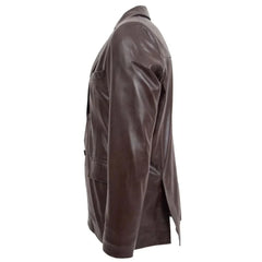 Men's Classic Brown Leather Blazer