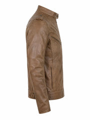 Men’s Classic Brown Quilted Leather Jacket Right