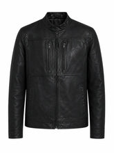 Men’s Classic Zip Black Leather Jacket Front