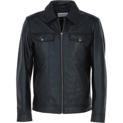 Men's Dark Black Leather Jacket