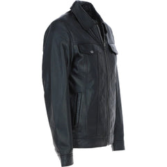 Men's Dark Black Leather Jacket