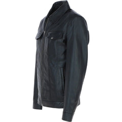 Men's Dark Black Leather Jacket