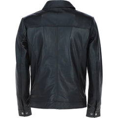 Men's Dark Black Leather Jacket