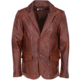 Men's Dark Brown Genuine Leather Blazer