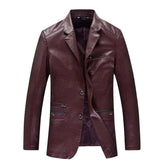 Men's Maroon Leather Blazer