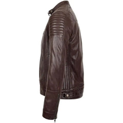 Men's Maroon Quilted Biker Leather Jacket