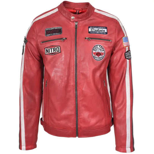 Men's Nitro Red Biker Leather Jacket