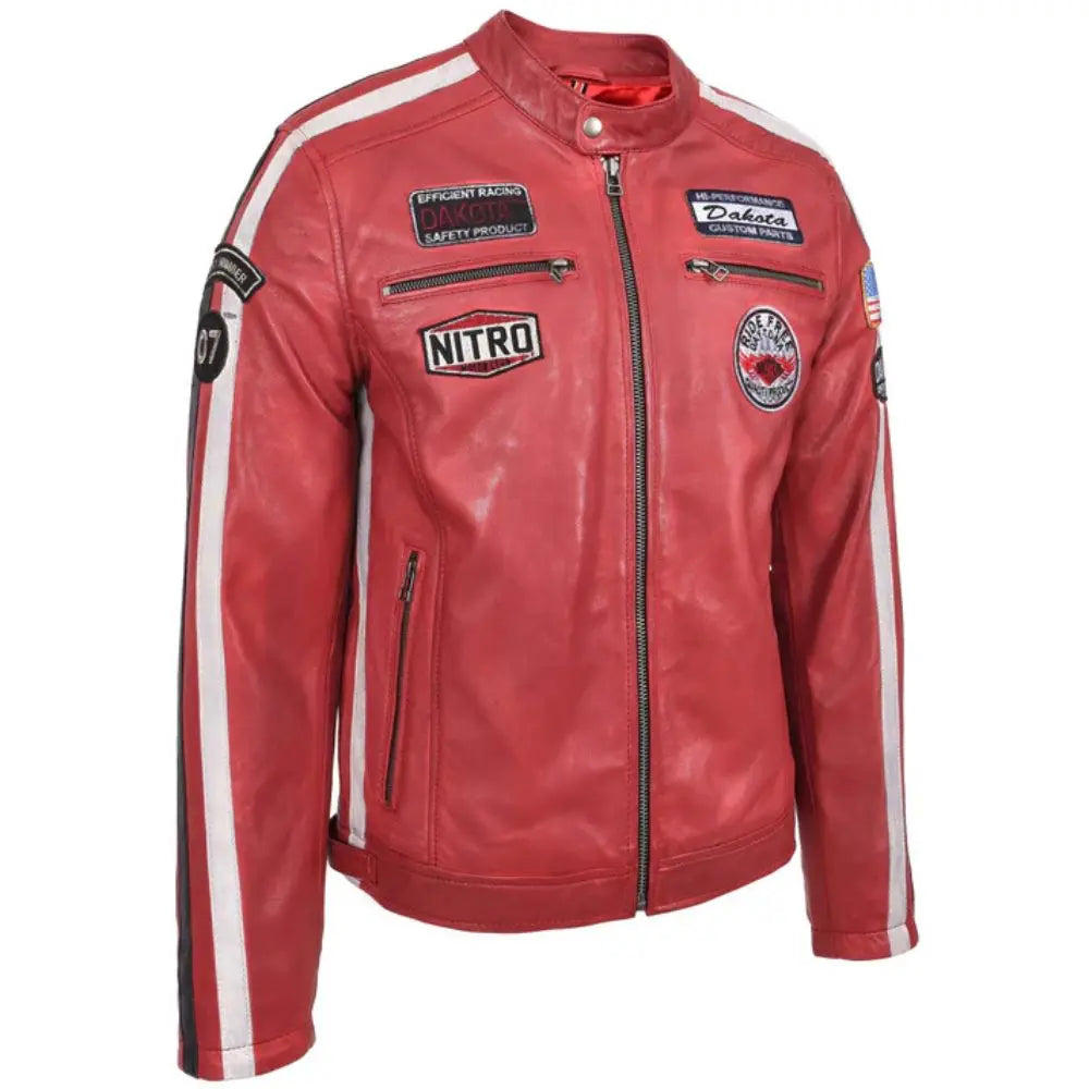 Men's Nitro Red Biker Leather Jacket