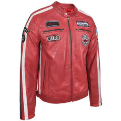 Men's Nitro Red Biker Leather Jacket