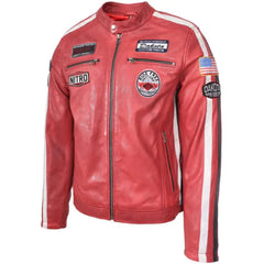Men's Nitro Red Biker Leather Jacket