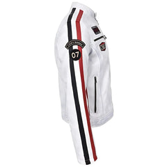 Men's Nitro White Leather Biker Jacket
