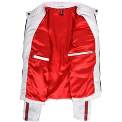 Men's Nitro White Leather Biker Jacket