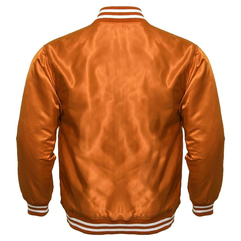 Men's Orange Satin Varsity Jacket