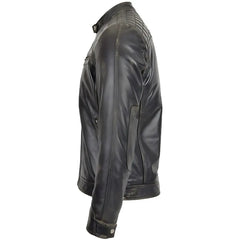 Men’s Rugged Black Biker Leather Jacket