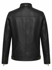 Men’s Simple Leather Jacket Back