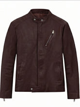 Men’s Slim Fit Burgundy Leather Jacket Front