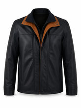 Men’s Vintage Black Winter Leather Jacket Front