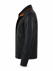 Men’s Vintage Black Winter Leather Jacket Left