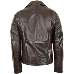 Men's Vintage Brown Asymmetrical Leather Biker Jacket
