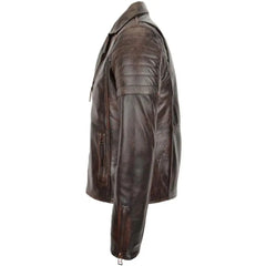 Men's Vintage Brown Asymmetrical Leather Biker Jacket