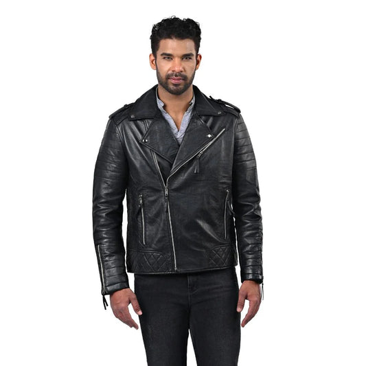 Men's Vintage Style Quilted Leather Jacket