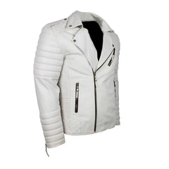 Men's White Quilted Leather Jacket