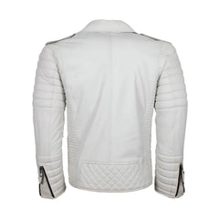 Men's White Quilted Leather Jacket