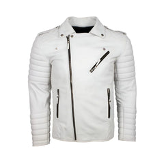 Men's White Quilted Leather Jacket