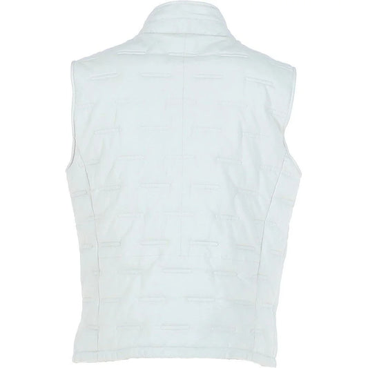 Men's White Quilted Leather Vest
