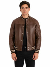 Men's Black Sheepskin Leather Jacket with Snap Front, side view