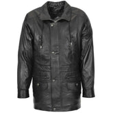 Mens Leather Winter Short Length Black Coat