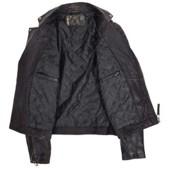 Men's Vintage Black Asymmetrical Leather Biker Jacket