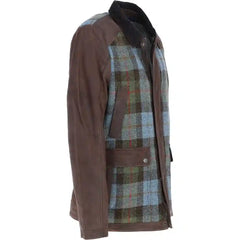 Plaid Wool & Leather Jacket For Men