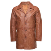 Premium men’s button up leather coat