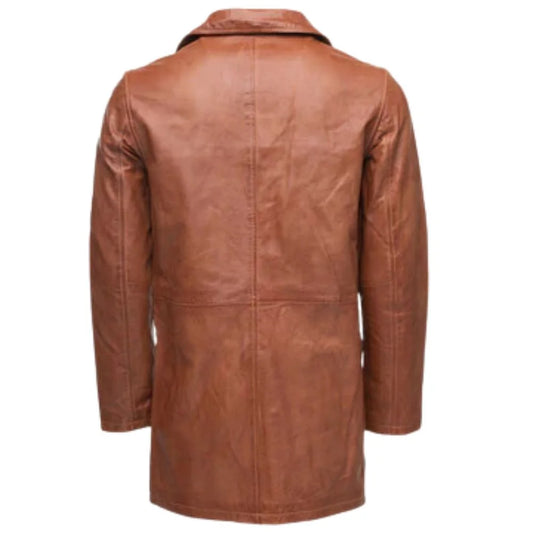 Premium men’s button up leather coat