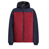 Quilted Red and Navy Puffer Jacket with Hood