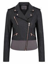 Sleek Black Zipper Leather Jacket for Women Front
