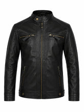 Slimfit Black Leather Jacket for Men Front