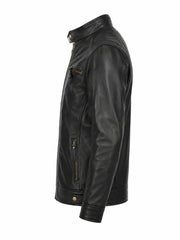 Slimfit Black Leather Jacket for Men Left