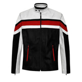 Sporty Men’s White Leather Jacket