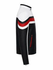 Sporty Men’s White Leather Jacket Right