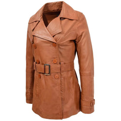 Tan Belted Trench Coat for Women