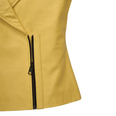 Trendy Yellow Leather Jacket for Women